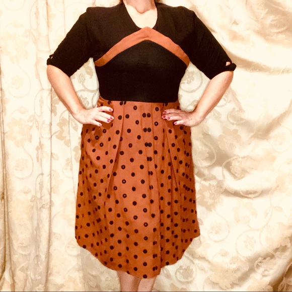 True vintage 1940’s Black/Rust crepe dress RARE larger size! 16 - Picture 2 of 13